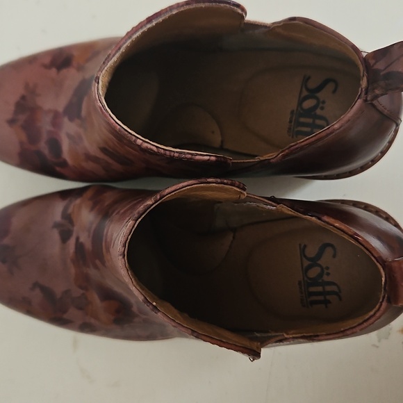 Sofft Sacora Italian Leather Floral Ankle Boots Booties, Sz 7, Boho, Festival - Picture 9 of 11